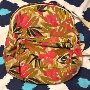 Billabong Floral Canvas Backpack in Pink, Olive, Black and Tan
